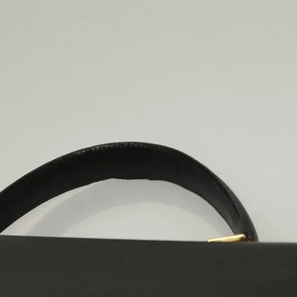 Salvatore Ferragamo Hand Bag Leather Black Gold Auth